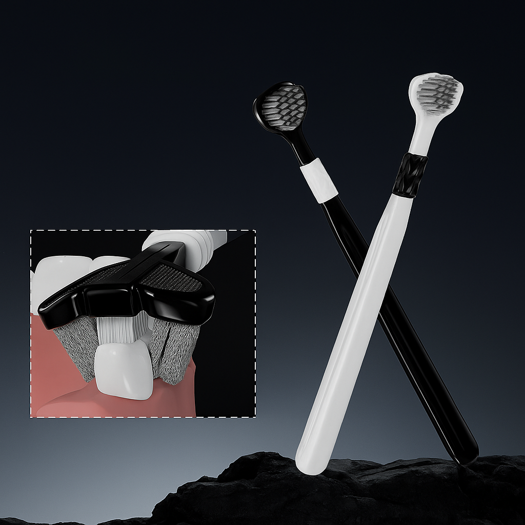 3-sidig Tandborste – Mjuk & Effektiv Rengöring (2-pack)