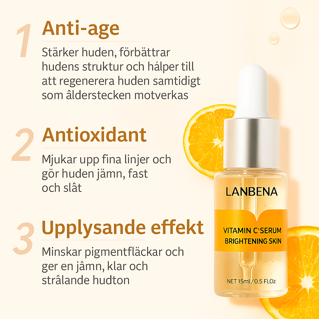 Vitamin C Ansiktsserum – Lyster, Fasthet & Fukt