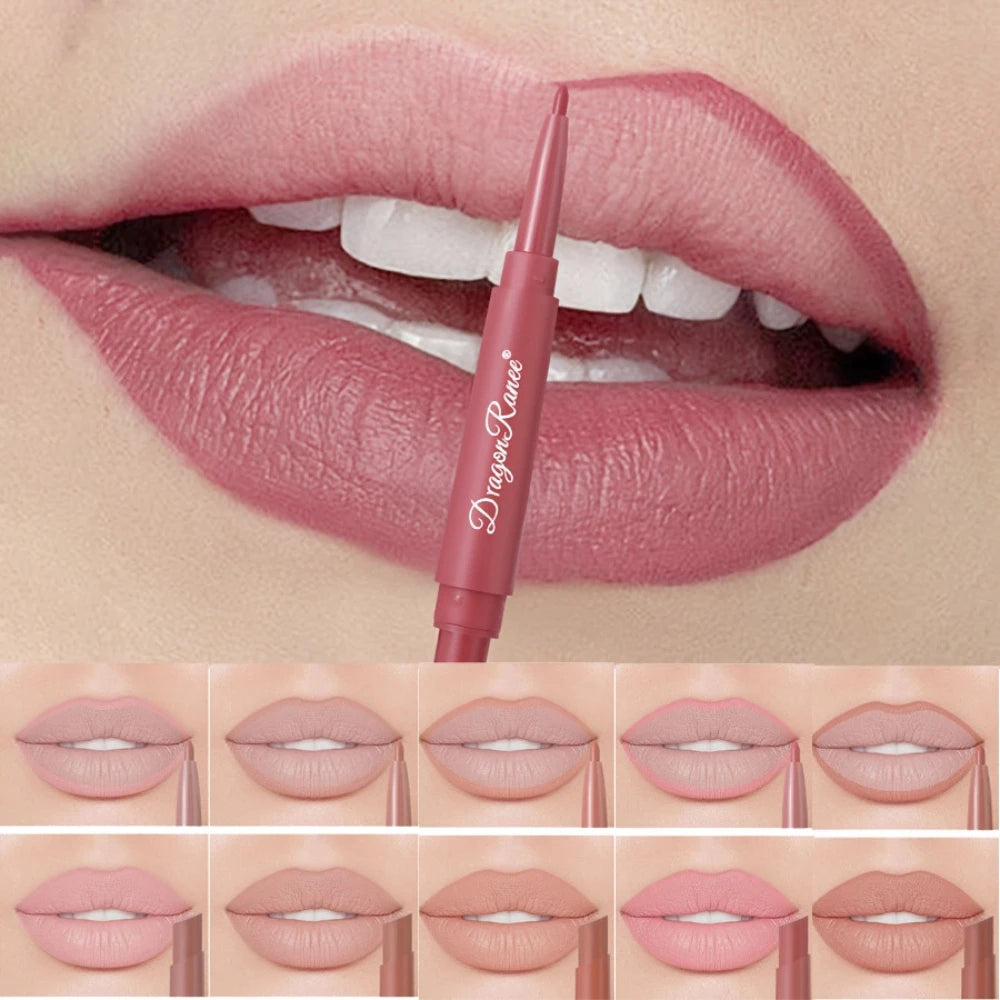 2in1 Läppstift & Läppenna – Matt, Långvarig & Vattenfast 💄