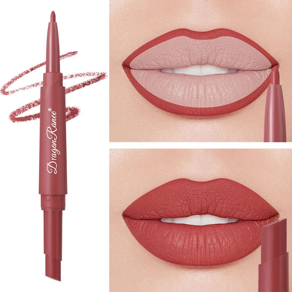 2in1 Läppstift & Läppenna – Matt, Långvarig & Vattenfast 💄