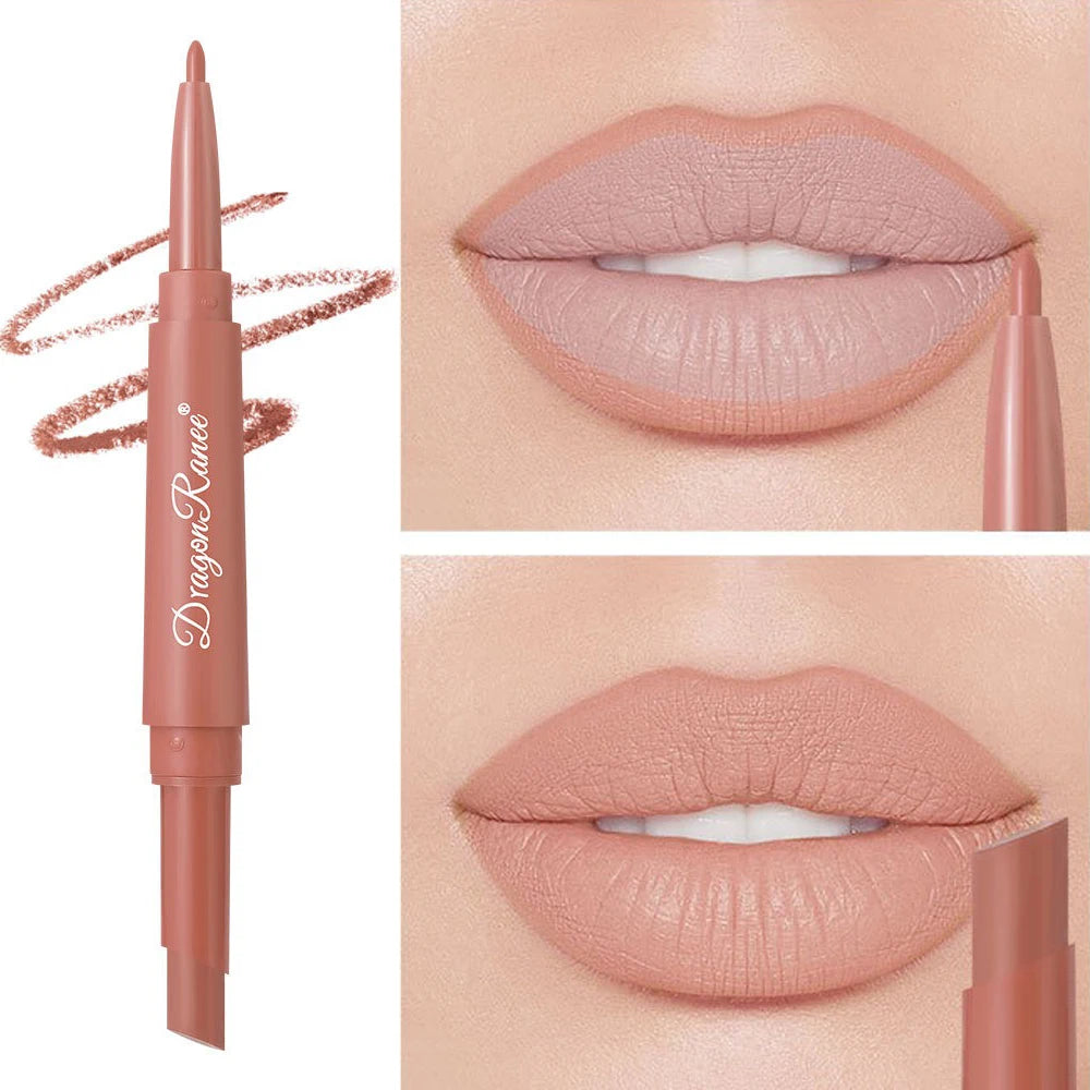 2in1 Läppstift & Läppenna – Matt, Långvarig & Vattenfast 💄