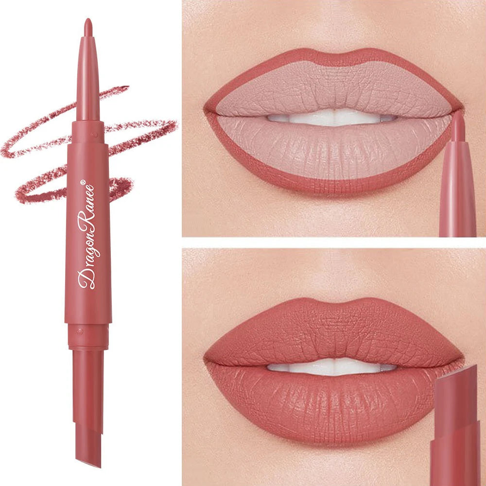 2in1 Läppstift & Läppenna – Matt, Långvarig & Vattenfast 💄